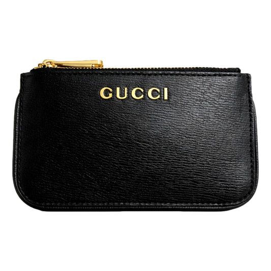 Gucci Zip Key Case Black Leather Card Holder - Luxe Italian