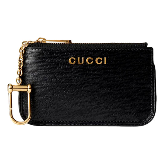 Gucci Zip Key Case Black Leather Card Holder - Luxe Italian