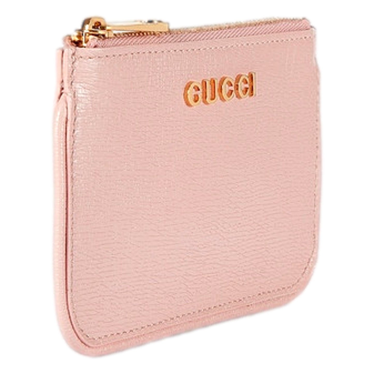 Gucci Zip Key Case Pink Leather Card Holder Gold Logo Script -   Shop Bags LLC 