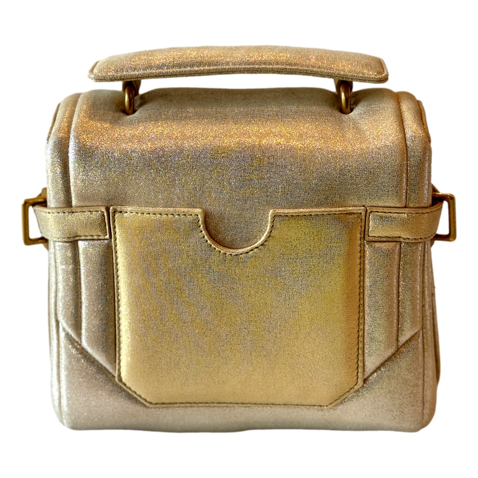 Balmain Bag: B-Buzz 23 Metallic Gold Tote, Crossbody, Shoulder Style