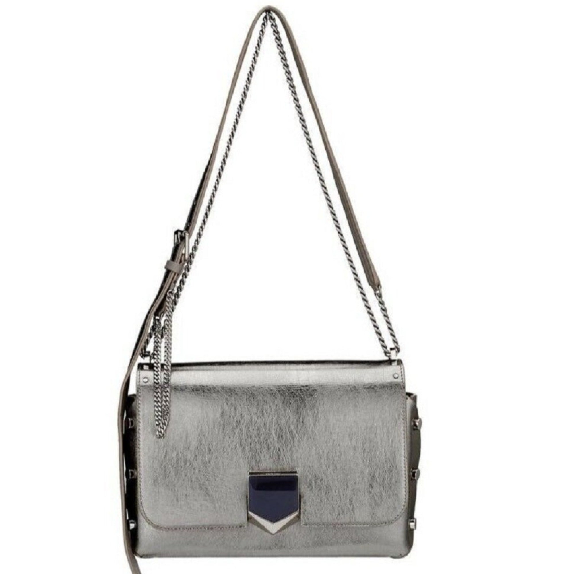 Jimmy Choo Metallic Silver Lockett Crossbody Bag - Chic & Versatile -   Shop Bags LLC
