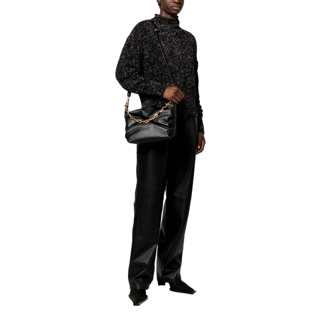 Jimmy Choo Soft Calfskin Black Diamond Chain Hobo Bag - Elegant Luxury -   Shop Bags LLC