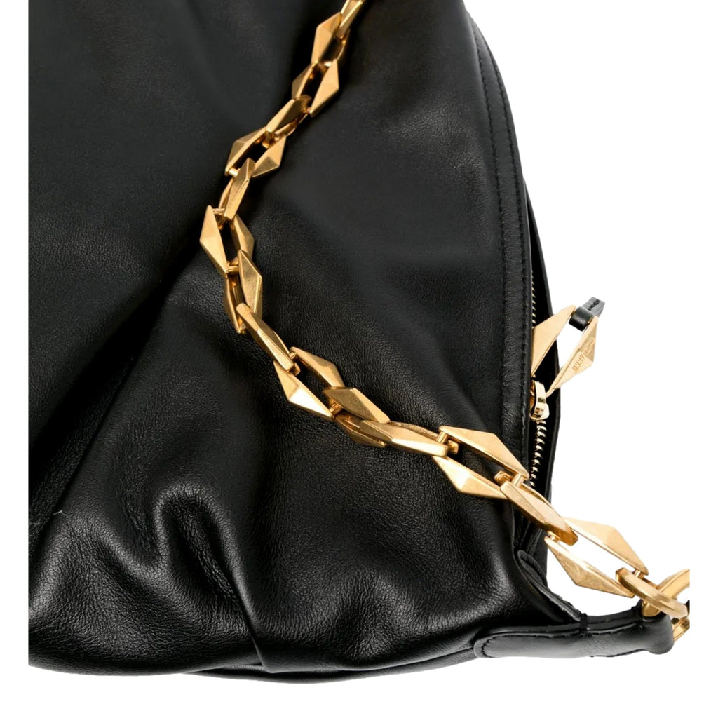 Jimmy Choo Soft Calfskin Black Diamond Chain Hobo Bag - Elegant Luxury -   Shop Bags LLC