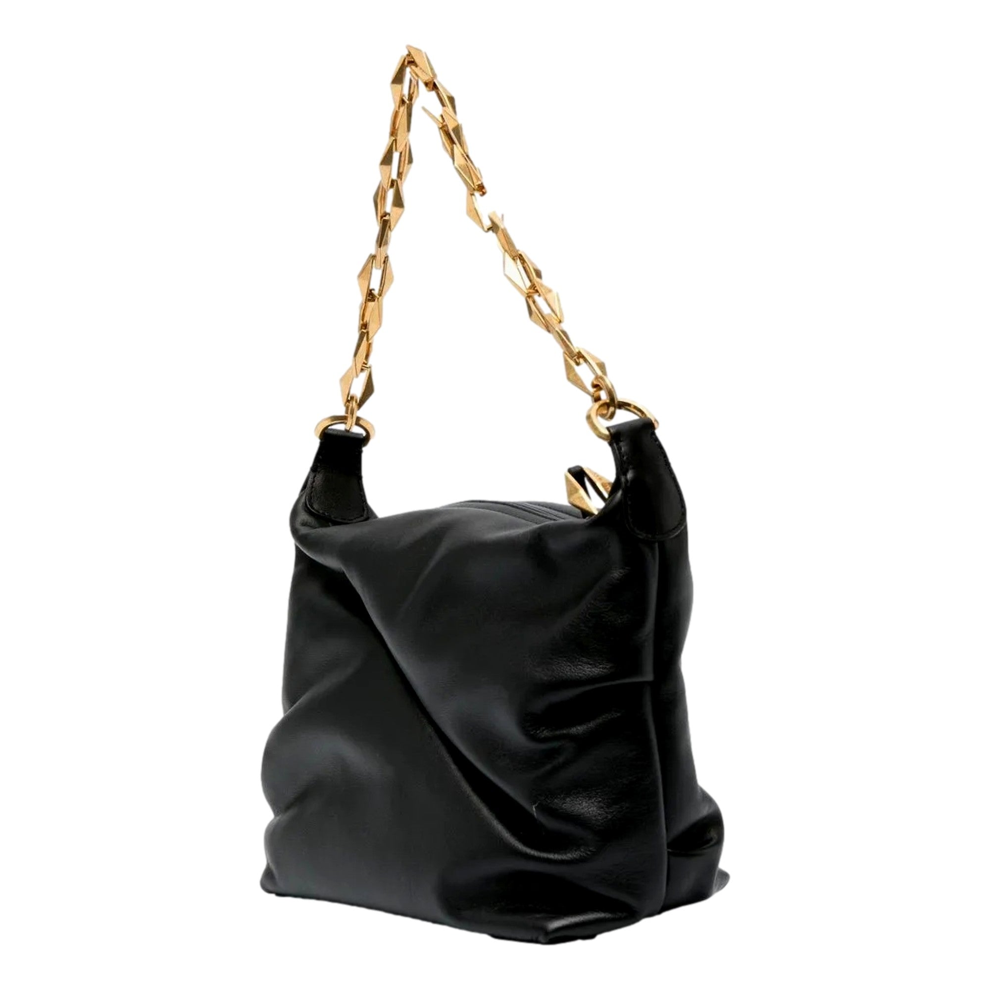 Jimmy Choo Soft Calfskin Black Diamond Chain Hobo Bag - Elegant Luxury -   Shop Bags LLC
