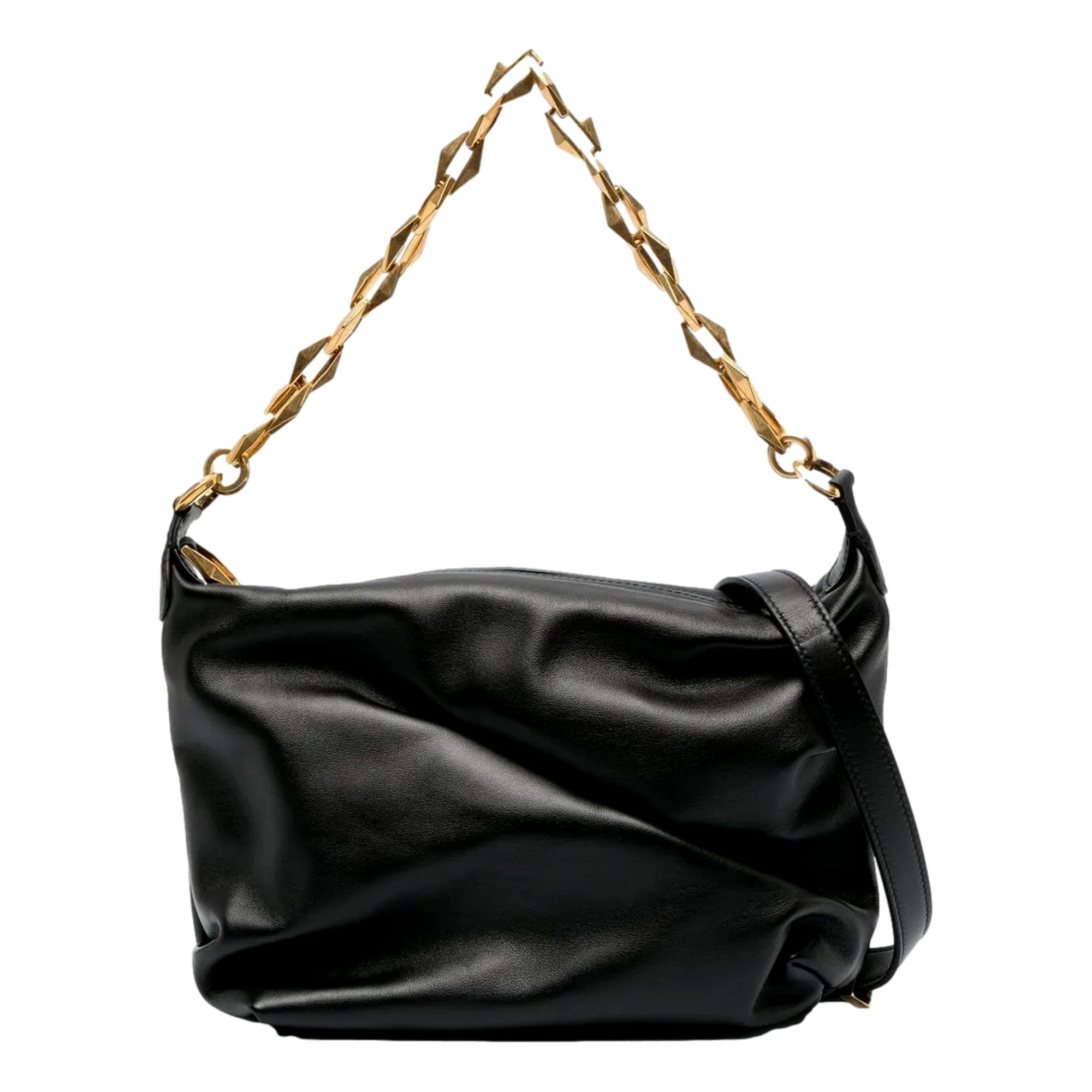 Jimmy Choo Soft Calfskin Black Diamond Chain Hobo Bag - Elegant Luxury -   Shop Bags LLC