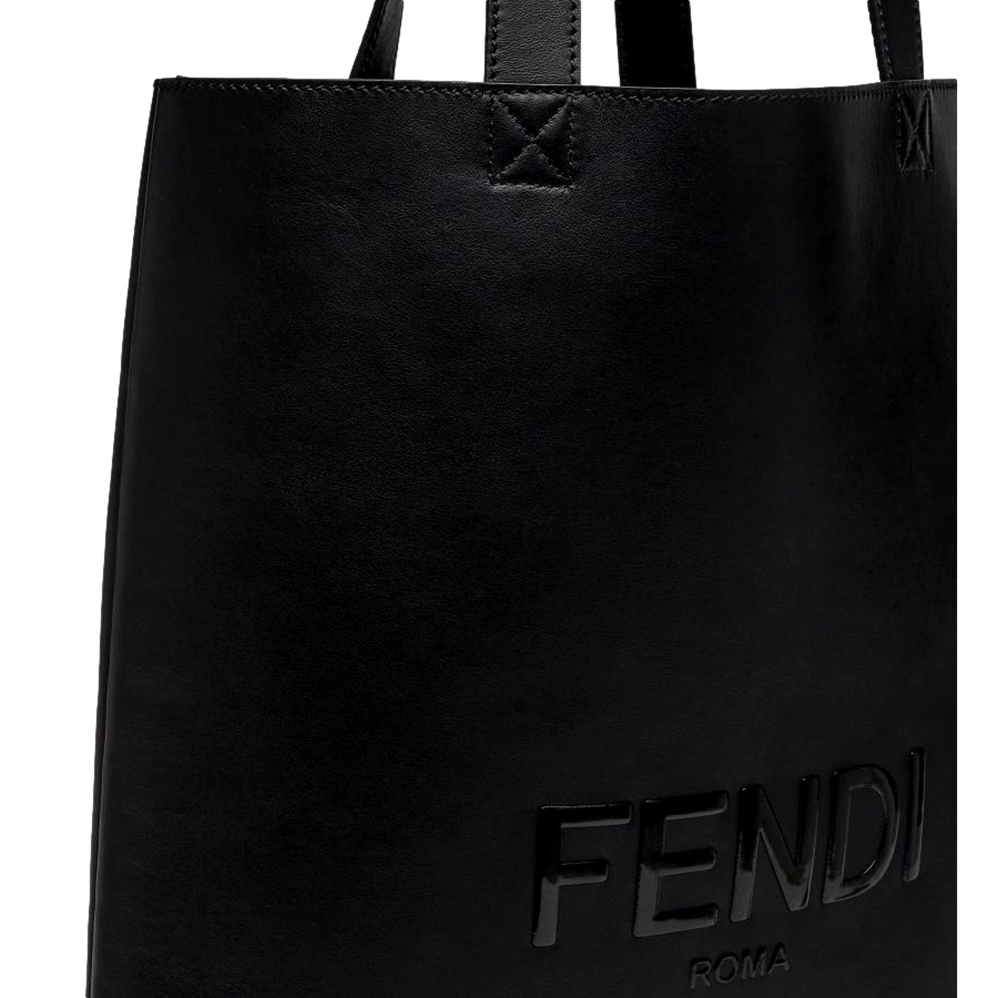 Large Shopping Tote Bag in Black | Fendi Roma Leather Elegance -   Shop Bags 