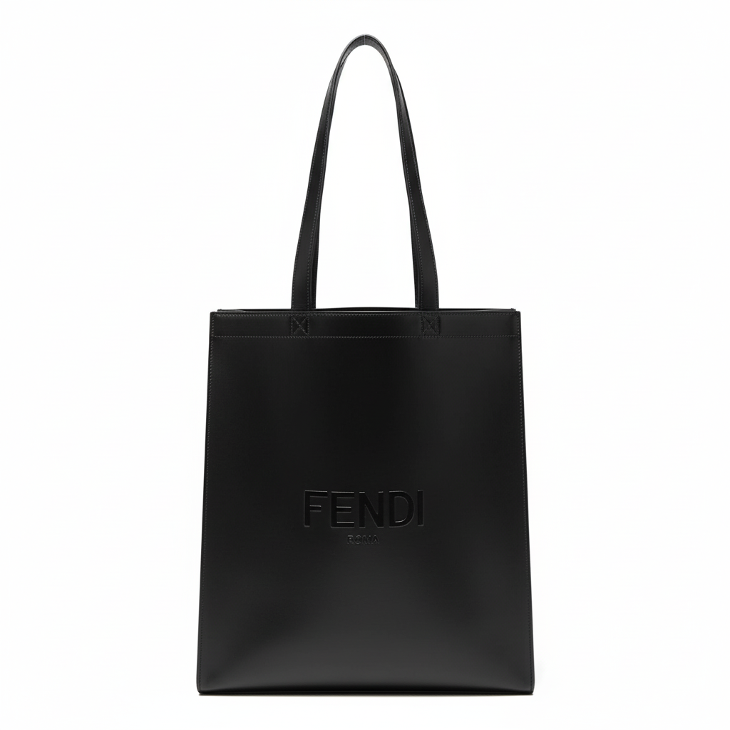 Large Shopping Tote Bag in Black | Fendi Roma Leather Elegance -   Shop Bags LLC 
