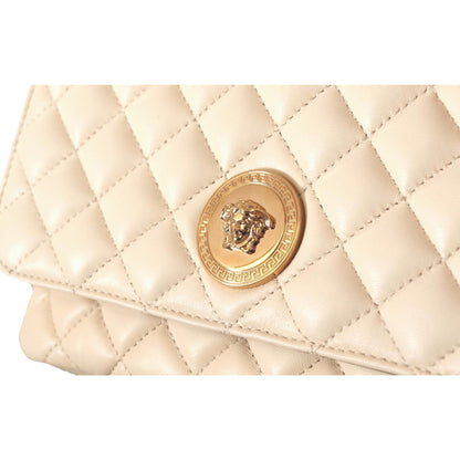 Large Shoulder Bag - Versace Beige Quilted Lamb Leather Elegance -   Shop Bags LLC 