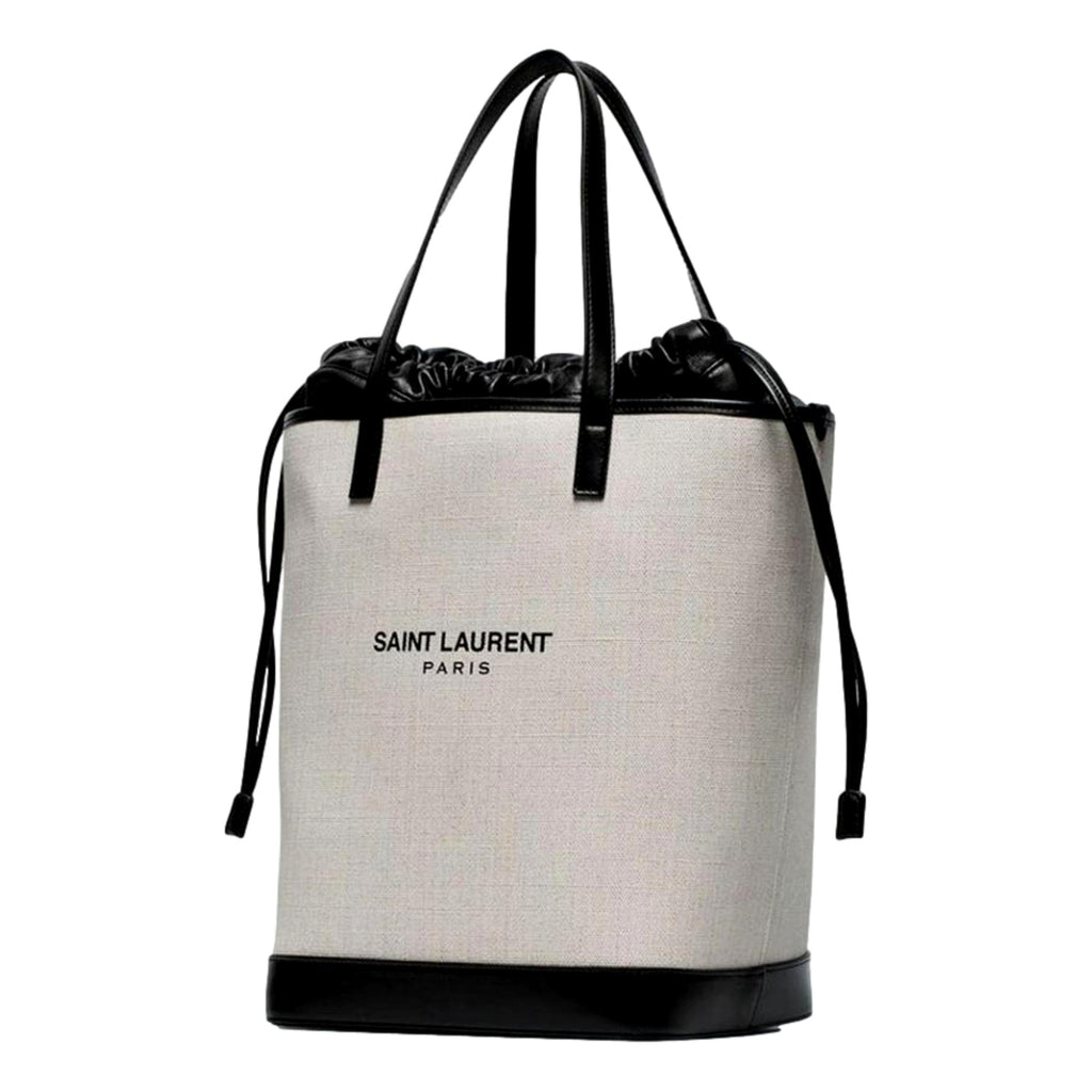 Saint Laurent Teddy White Bucket Bag: Stylish & Durable Linen Design