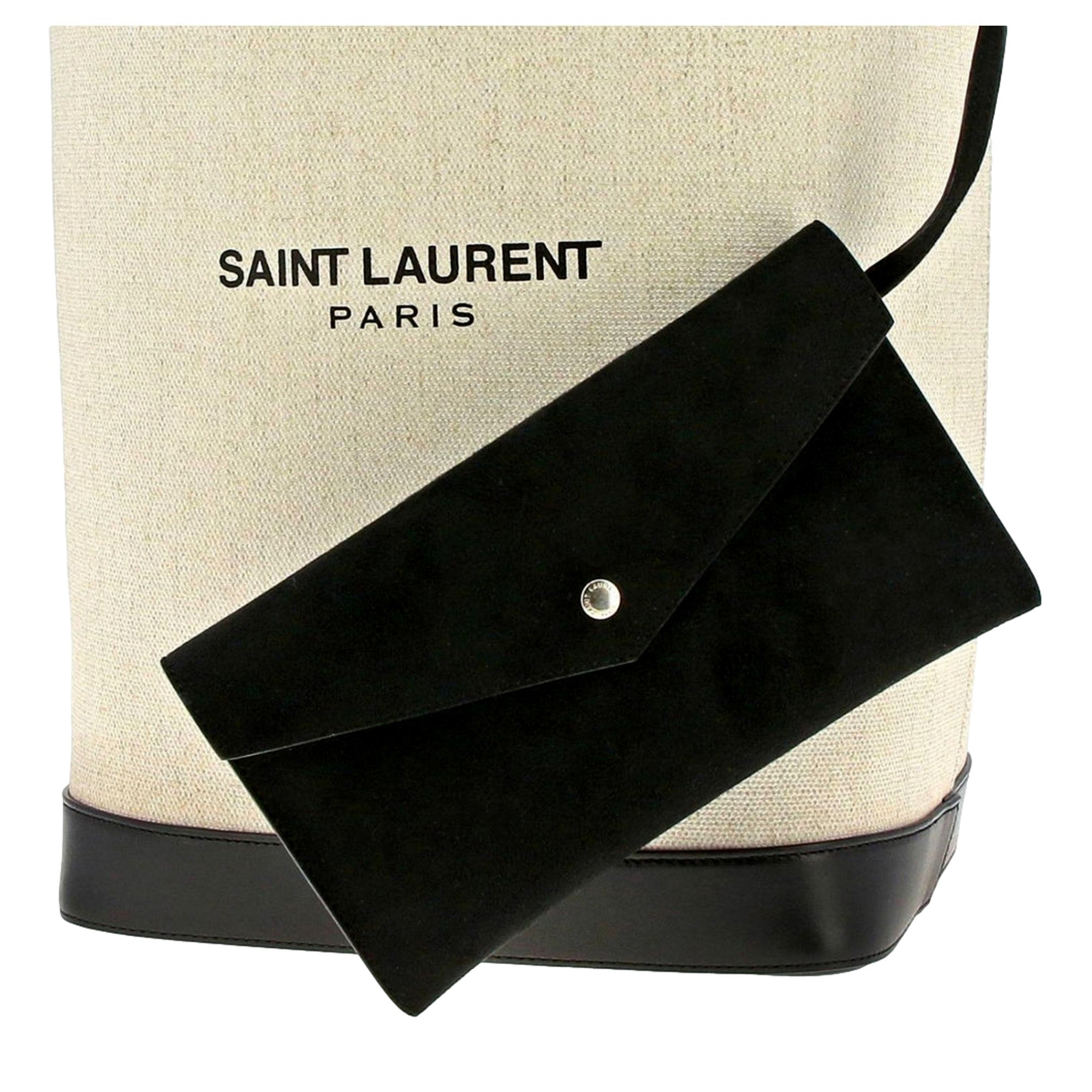 Saint Laurent Teddy White Bucket Bag: Stylish & Durable Linen Design