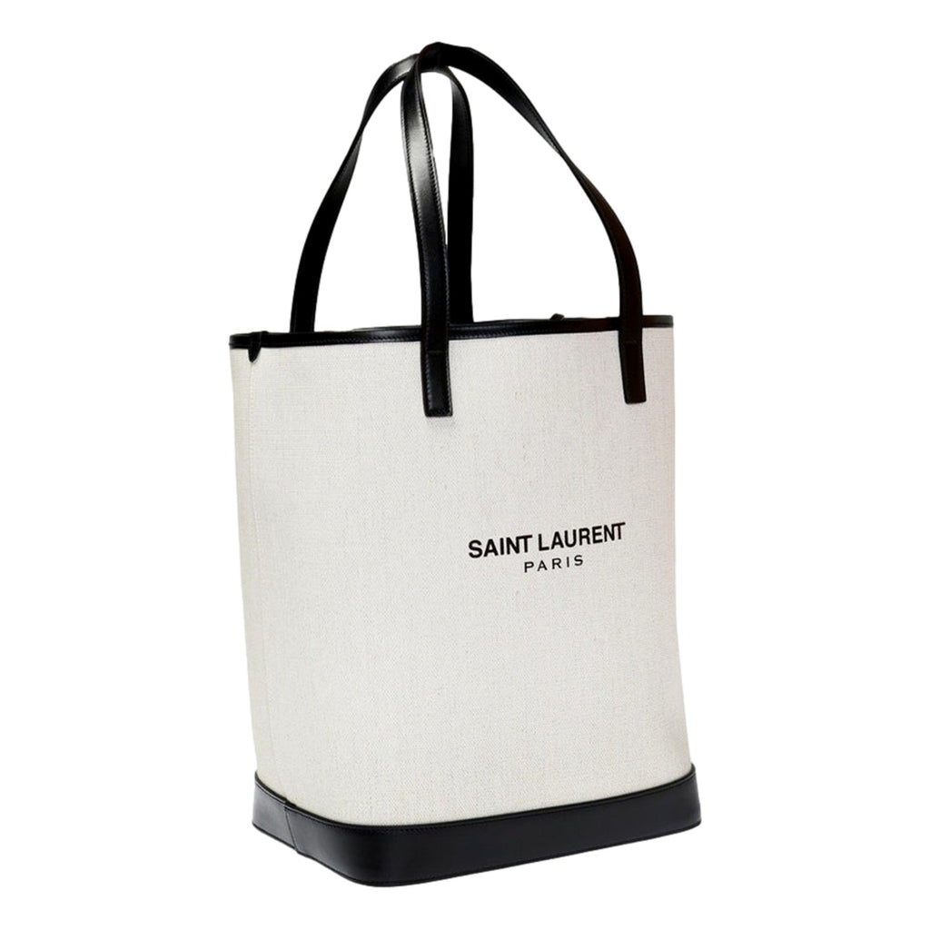 Saint Laurent Teddy White Bucket Bag: Stylish & Durable Linen Design