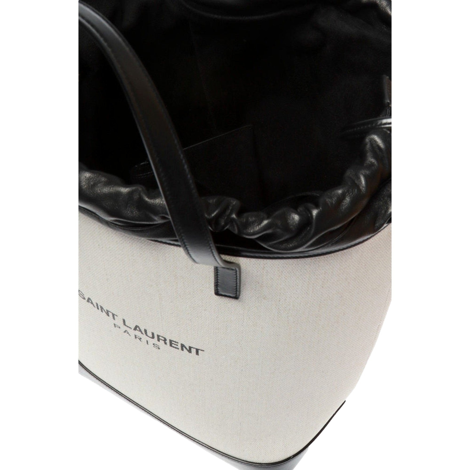 Saint Laurent Teddy White Bucket Bag: Stylish & Durable Linen Design