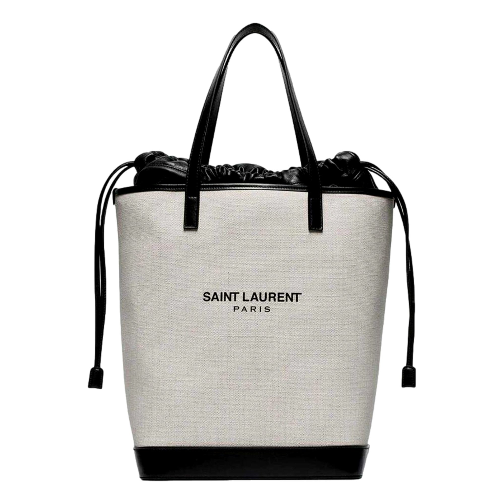 Saint Laurent Teddy White Bucket Bag: Stylish & Durable Linen Design