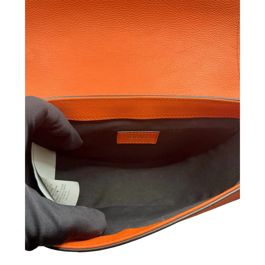 Leather Orange Crossbody Handbag: Versace La Medusa Half-Moon Style -   Shop Bags LLC