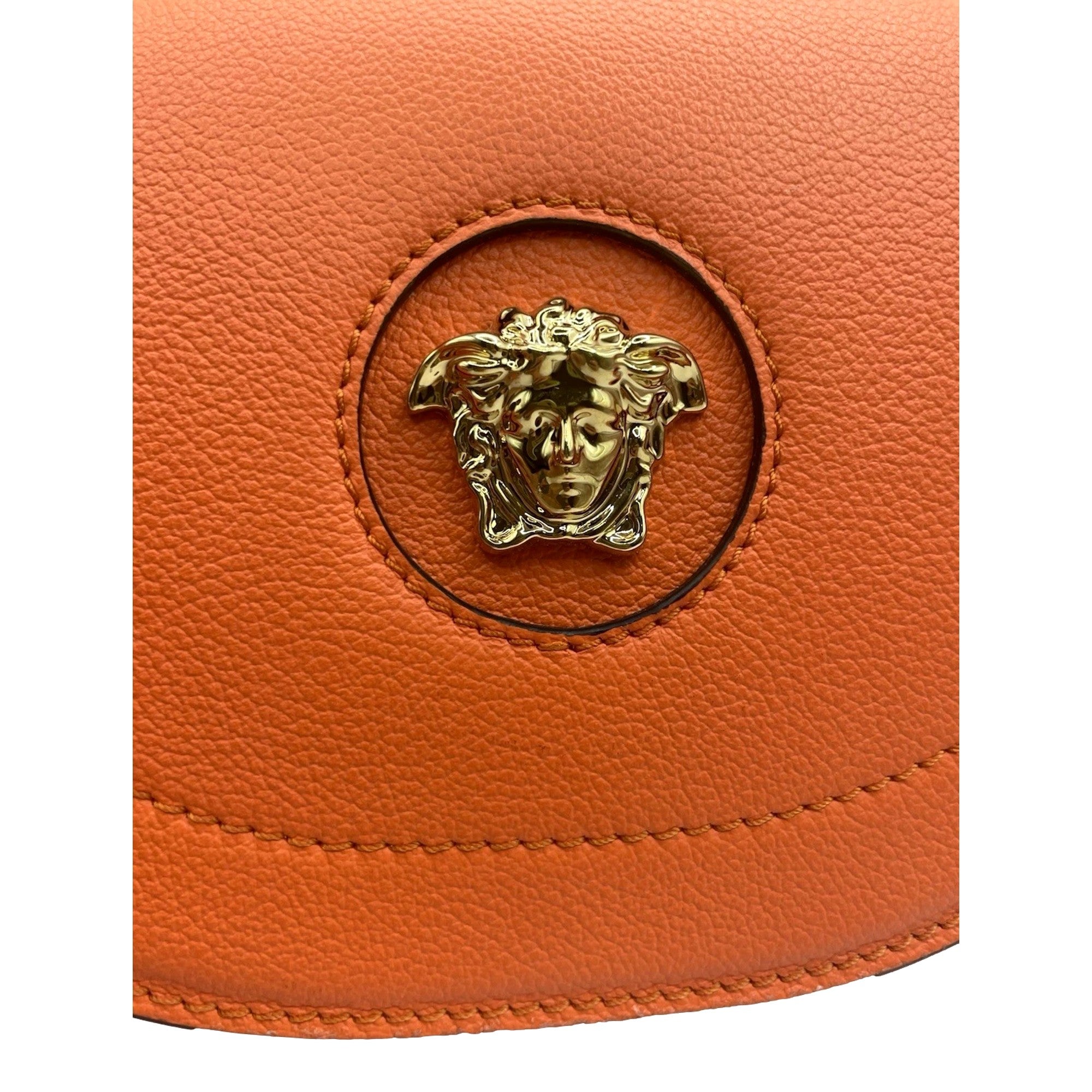 Leather Orange Crossbody Handbag: Versace La Medusa Half-Moon Style -   Shop Bags LLC
