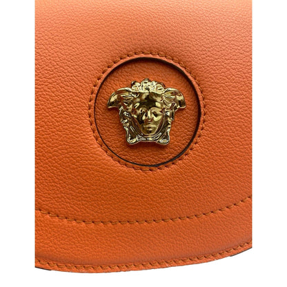 Leather Orange Crossbody Handbag: Versace La Medusa Half-Moon Style -   Shop Bags LLC