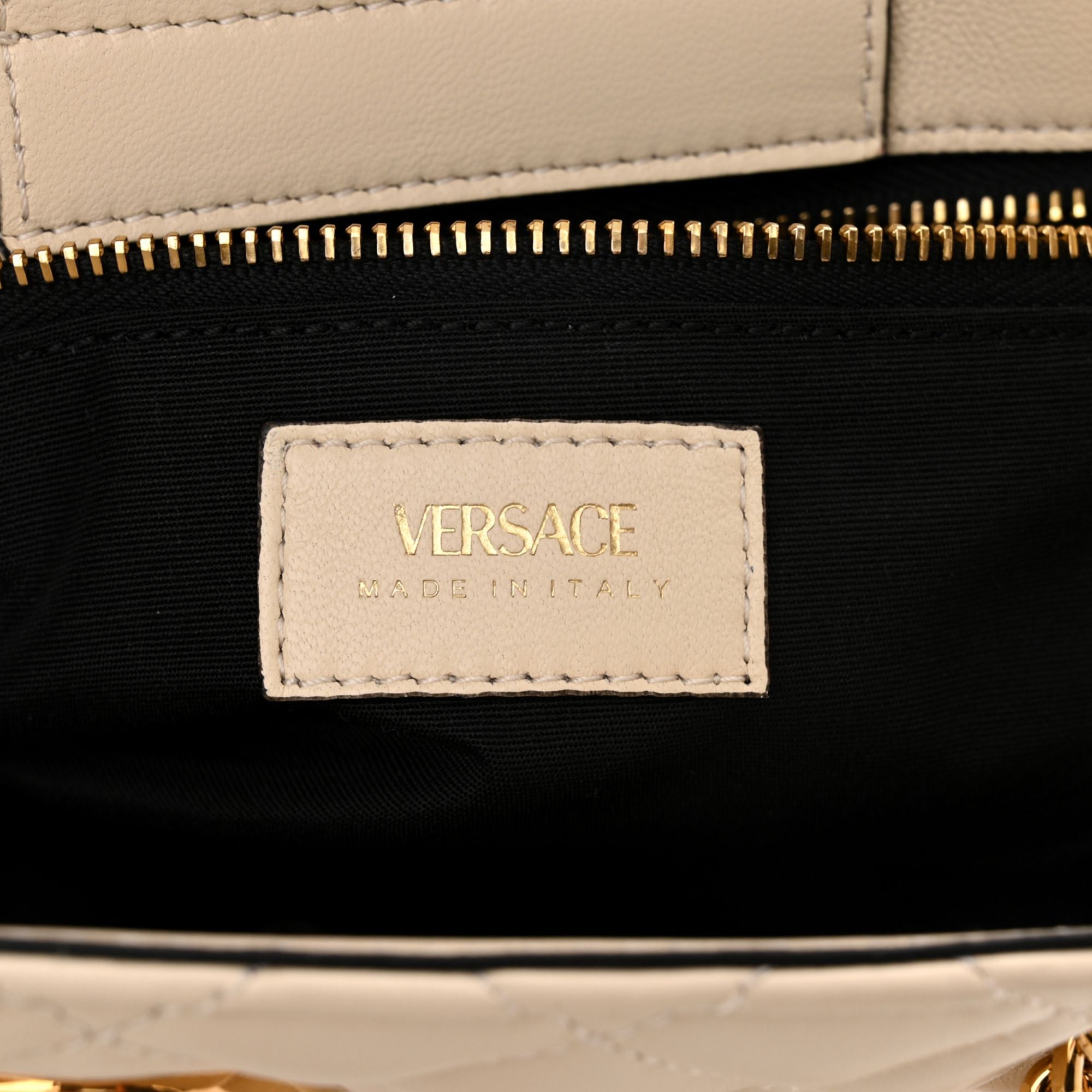 Luxury Versace Large Tote Bag in Quilted Beige Leather