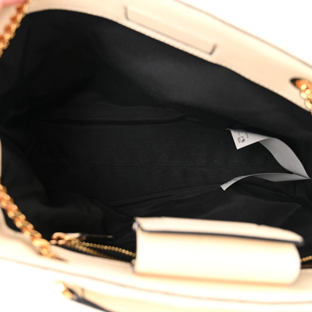 Luxury Versace Large Tote Bag in Quilted Beige Leather