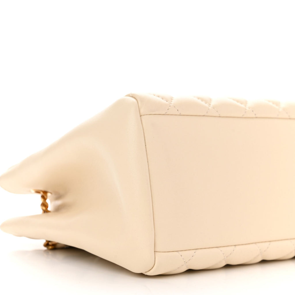 Luxury Versace Large Tote Bag in Quilted Beige Leather
