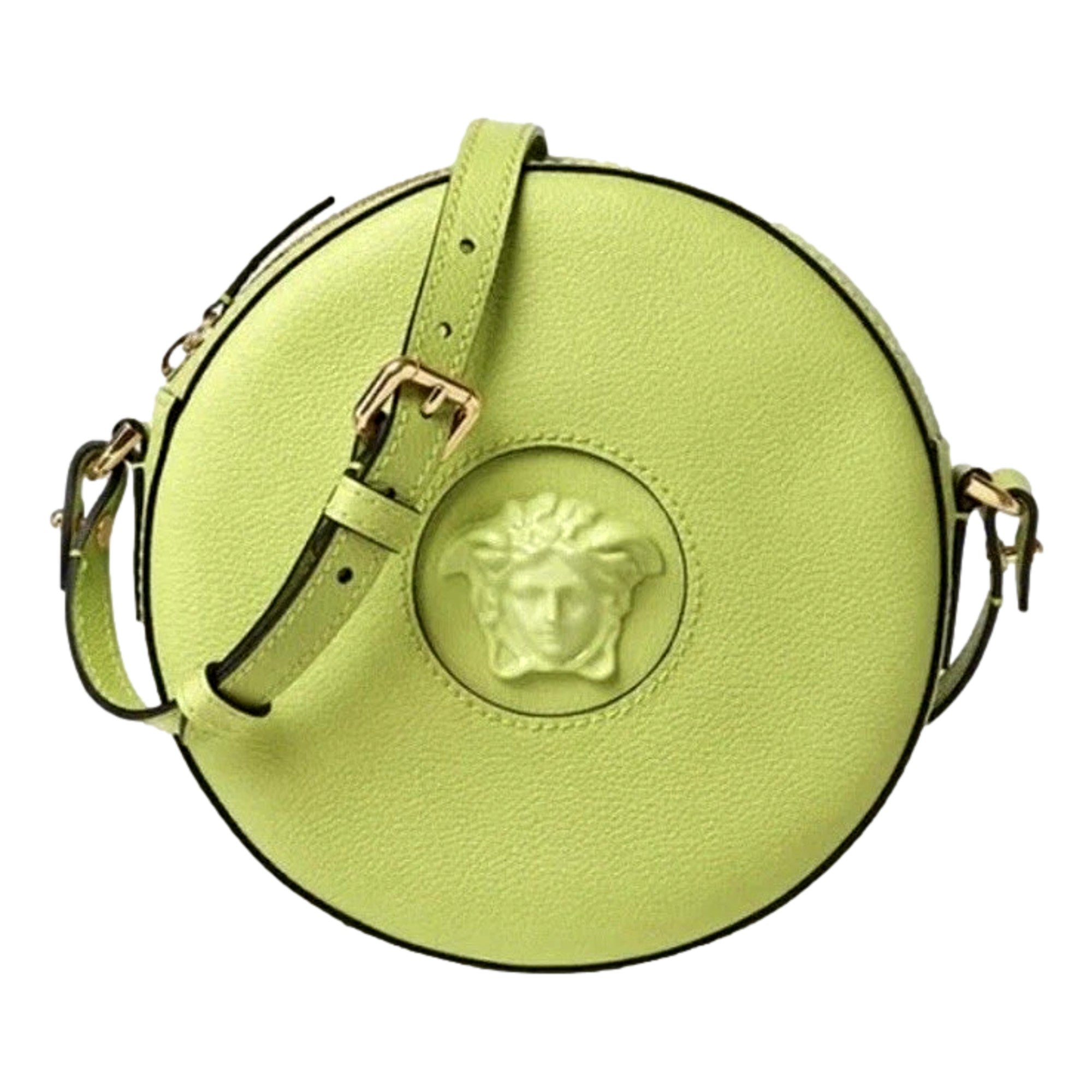 Lime Green Round Crossbody Bag - Versace La Medusa Statement Piece -   Shop Bags LLC