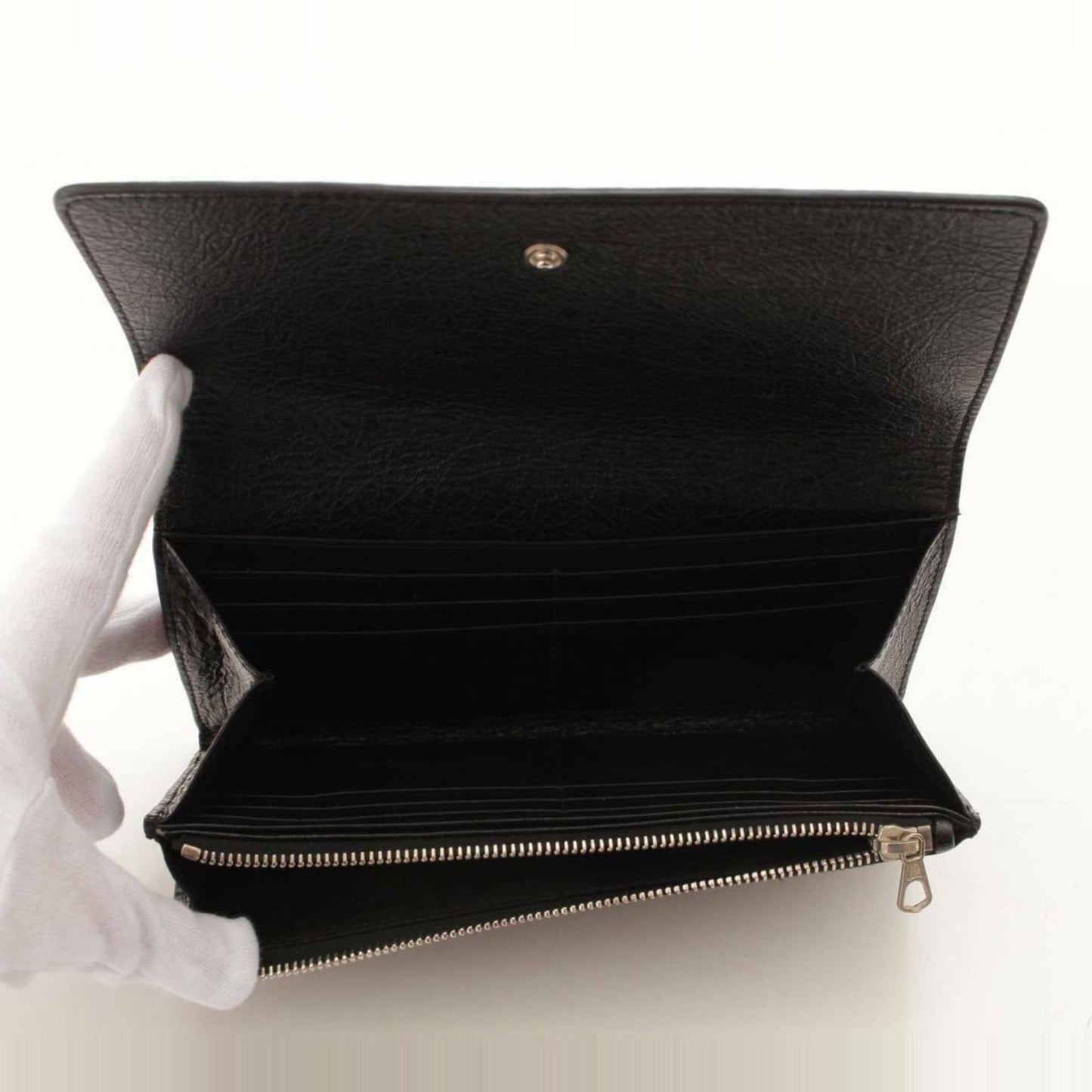 Long Leather Wallet - Grey Balenciaga Elegance with Ample Storage -   Shop Bags LLC 