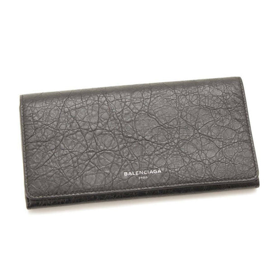 Long Leather Wallet - Grey Balenciaga Elegance with Ample Storage -   Shop Bags LLC 