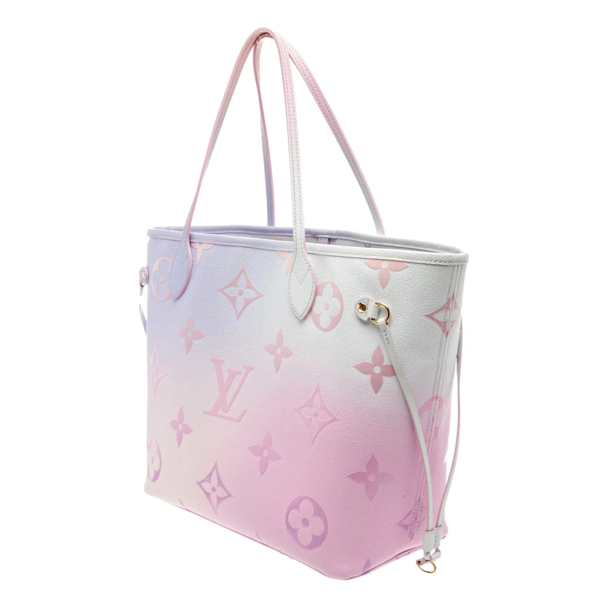 Louis Vuitton Neverfull MM Sunrise Petal Pastel Pink Canvas Leather Tote Bag