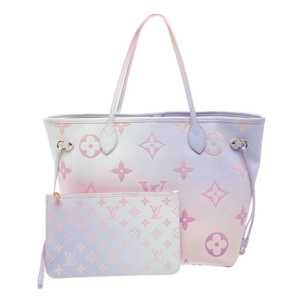 Louis Vuitton Neverfull MM Sunrise Petal Pastel Pink Canvas Leather Tote Bag