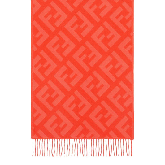 Luxurious Fendi Cashmere Scarf - Elegant FF Print & Coral Hue -   Shop Bags LLC 