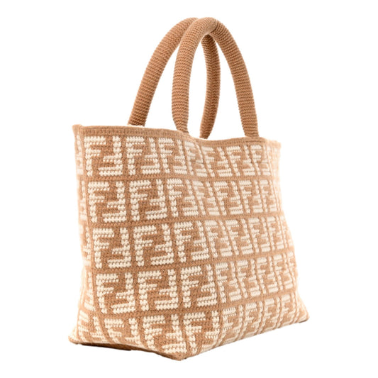 Luxurious Fendi FF Knitted Cashmere Large Shopper Tote Bag -   Shop Bags 