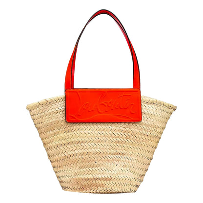 Luxurious Large Orange Tote Bag - Christian Louboutin Raffia Design -   Shop Bags LLC 