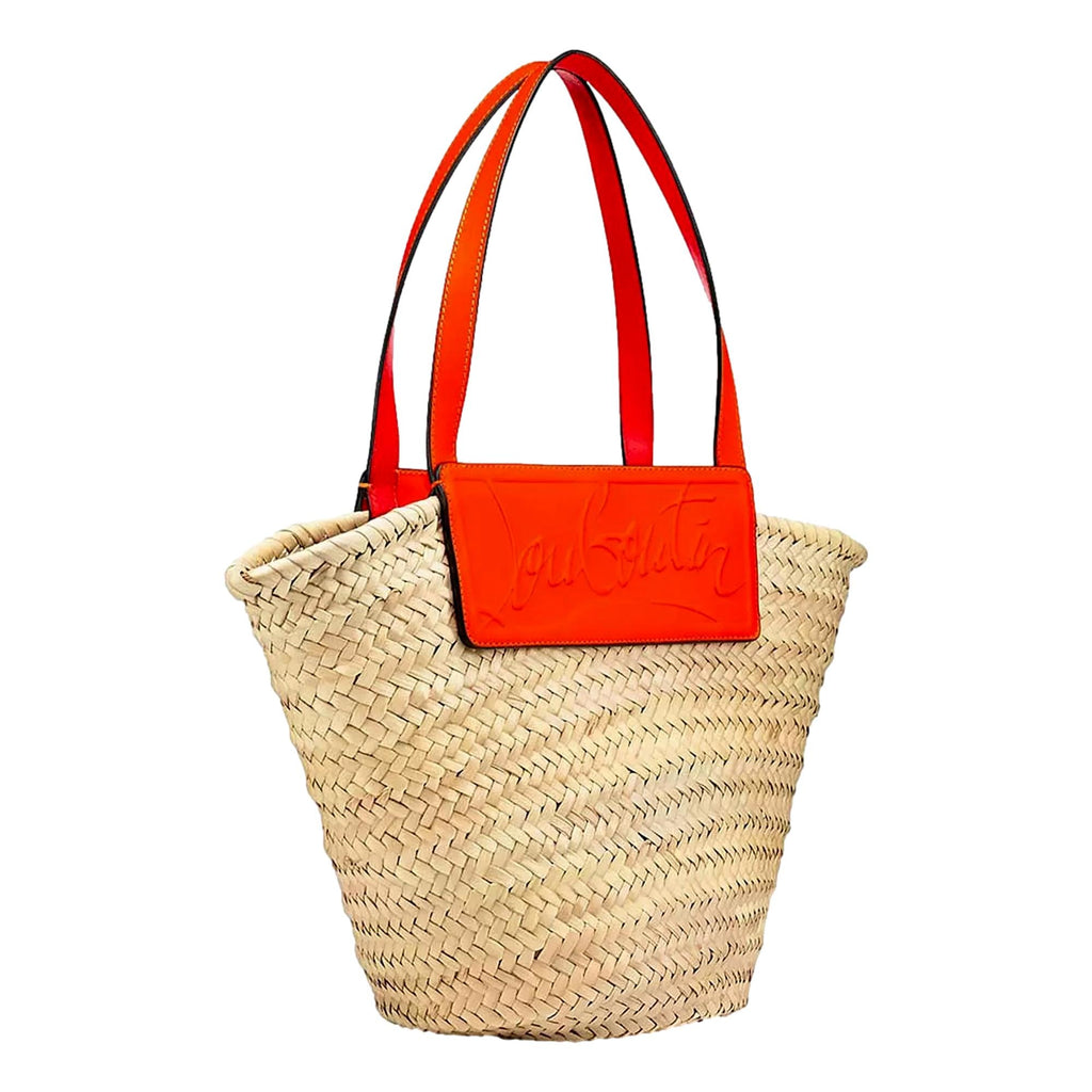 Luxurious Large Orange Tote Bag - Christian Louboutin Raffia Design -   Shop Bags LLC 
