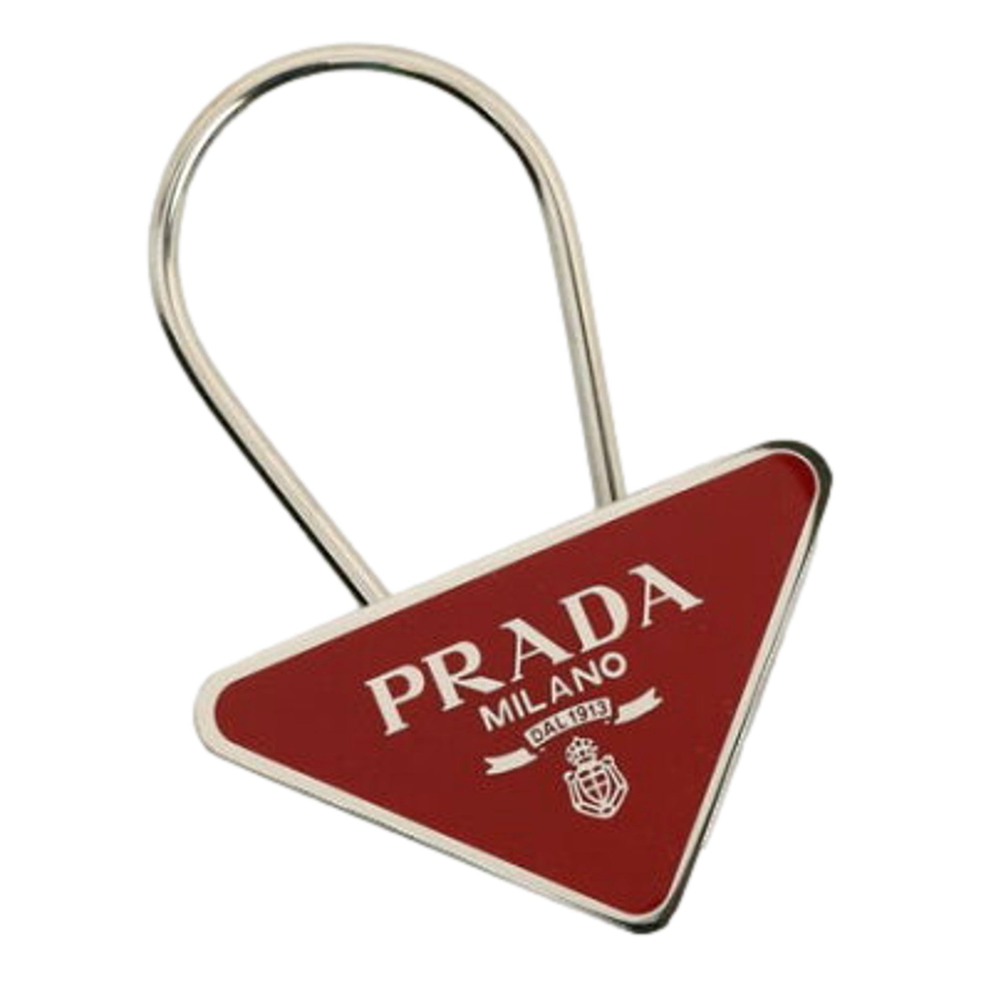 Luxurious Prada Purse Charm & Keyring - Red & Gold Triangle Logo -   Shop Bags LLC