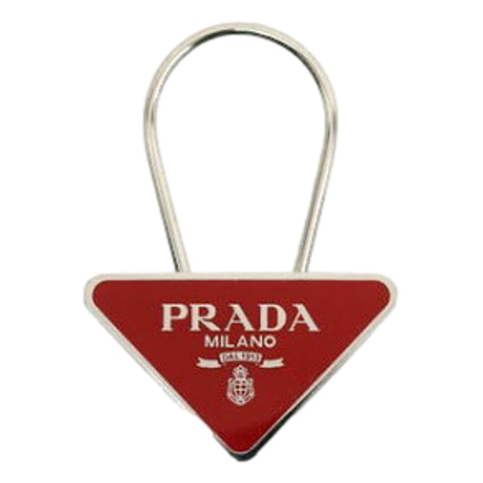 Luxurious Prada Purse Charm & Keyring - Red & Gold Triangle Logo -   Shop Bags LLC