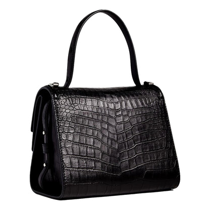 Luxury Black Satchel - Alexander McQueen Croc Print Leather Bag -   Shop Bags LLC 