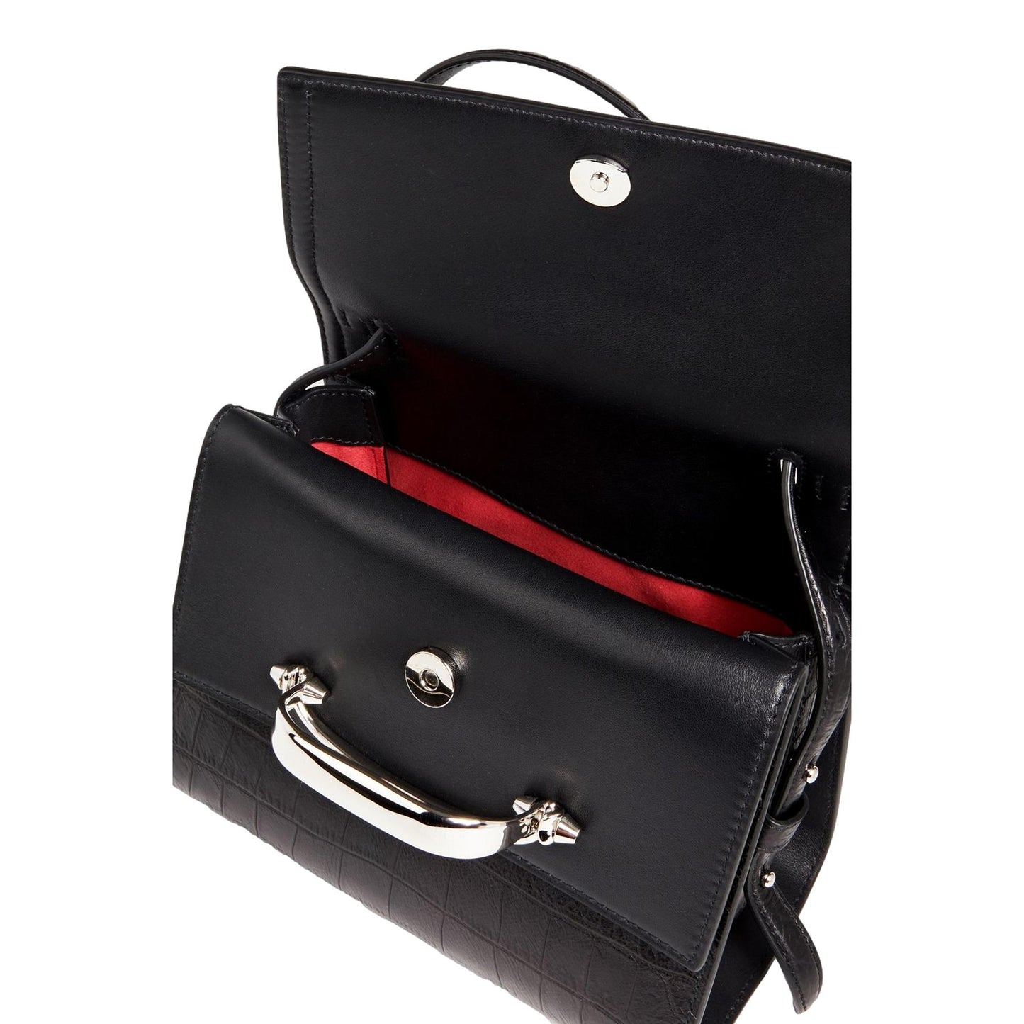 Luxury Black Satchel - Alexander McQueen Croc Print Leather Bag -   Shop Bags LLC 