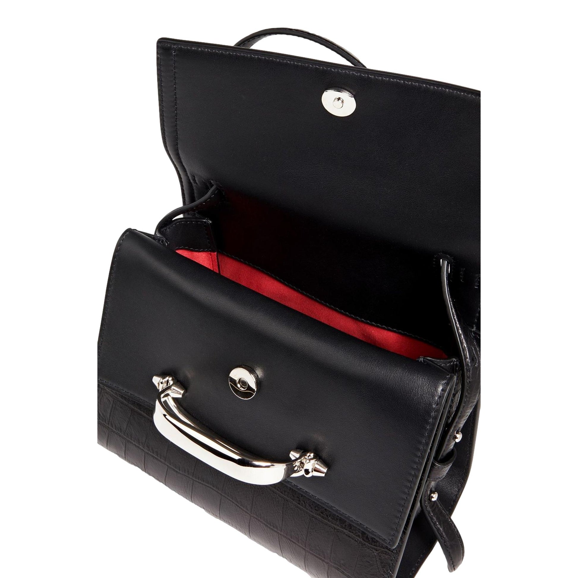 Luxury Black Satchel - Alexander McQueen Croc Print Leather Bag -   Shop Bags LLC 
