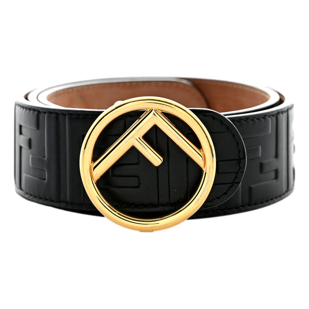 Luxury Fendi FF Calfskin Leather Belt - Timeless Black Elegance -   Shop Bags LLC