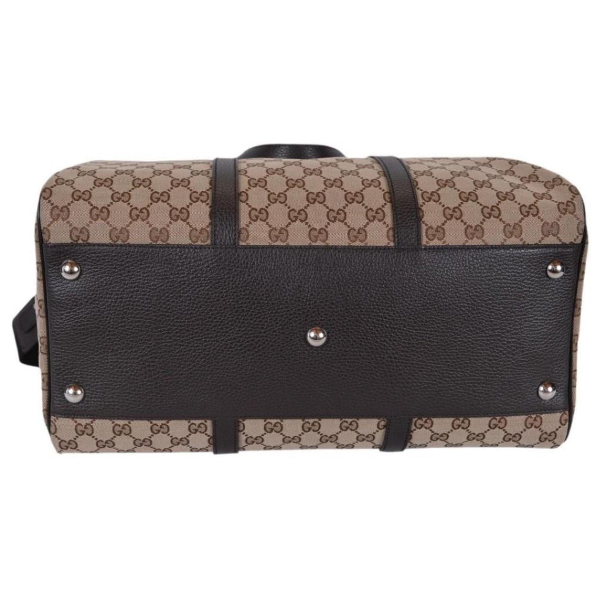Luxury Gucci Duffle Bag: Stylish Travel in Beige Canvas & Leather -   Shop Bags LLC