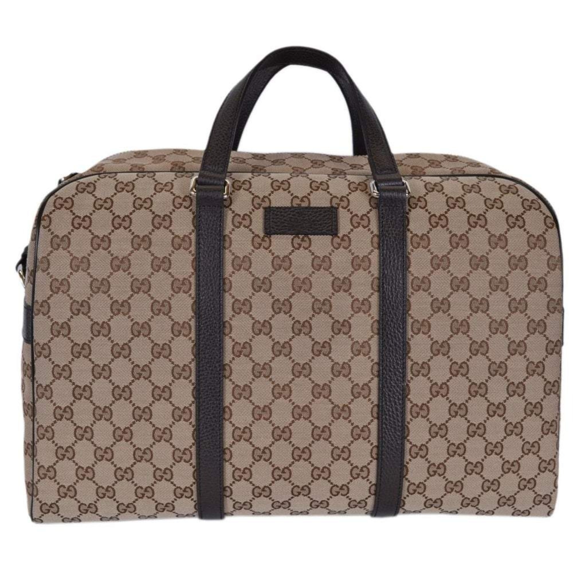 Luxury Gucci Duffle Bag: Stylish Travel in Beige Canvas & Leather -   Shop Bags LLC