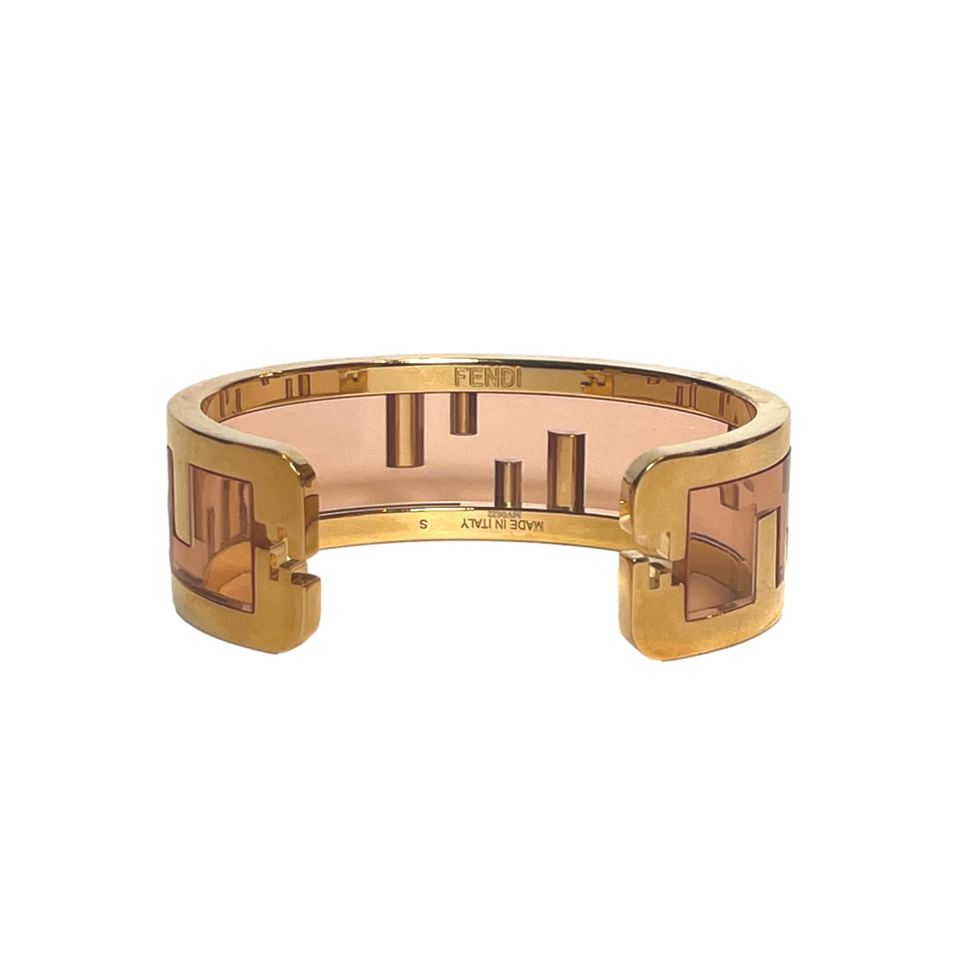 Luxury Jewelries: Fendi O'Lock Gold & Pink Plexiglass Bracelet -   Shop Bags LLC 