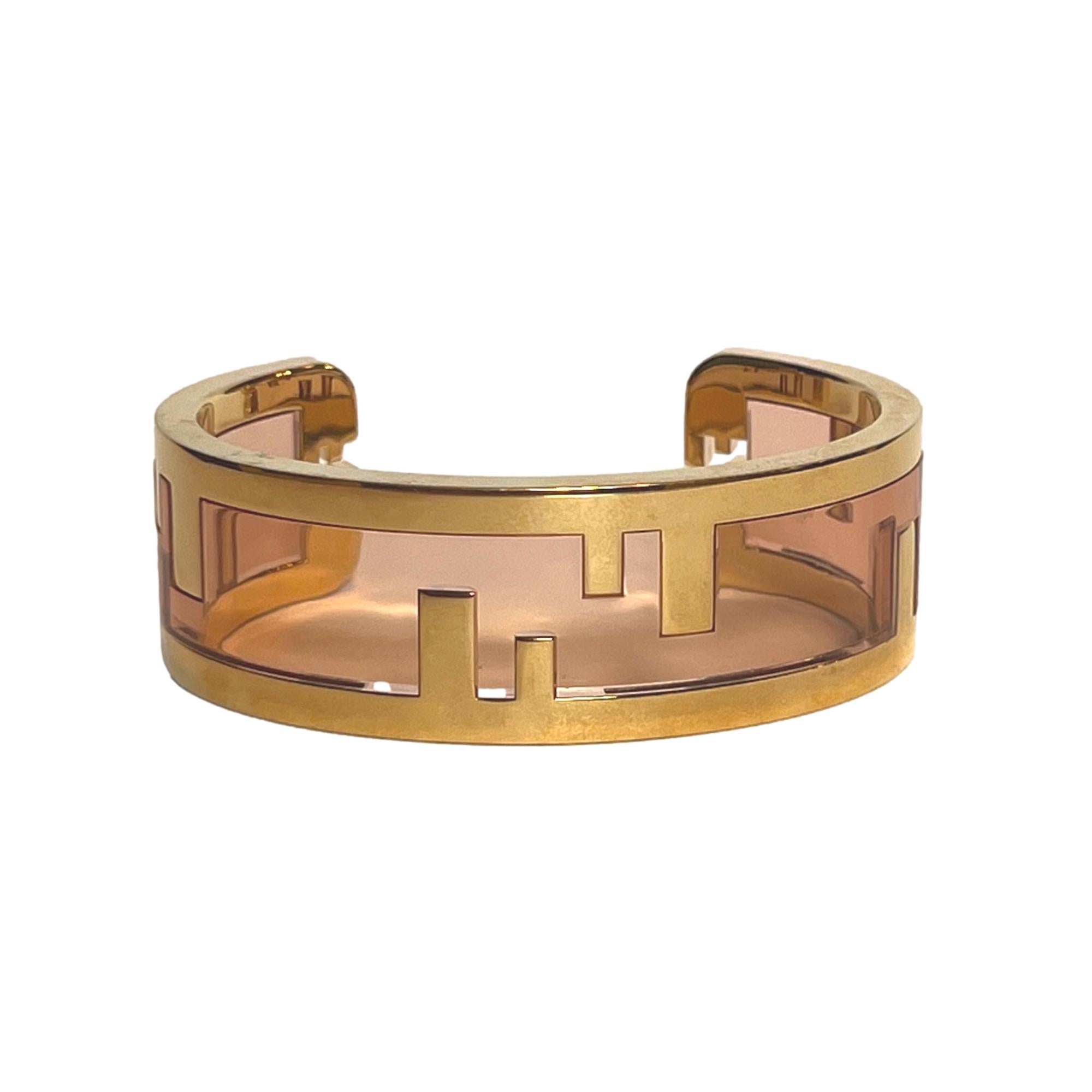 Luxury Jewelries: Fendi O'Lock Gold & Pink Plexiglass Bracelet -   Shop Bags LLC 