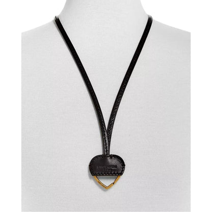 Luxury Leather Heart Keyring Necklace - Saint Laurent Black Patent -   Shop Bags 