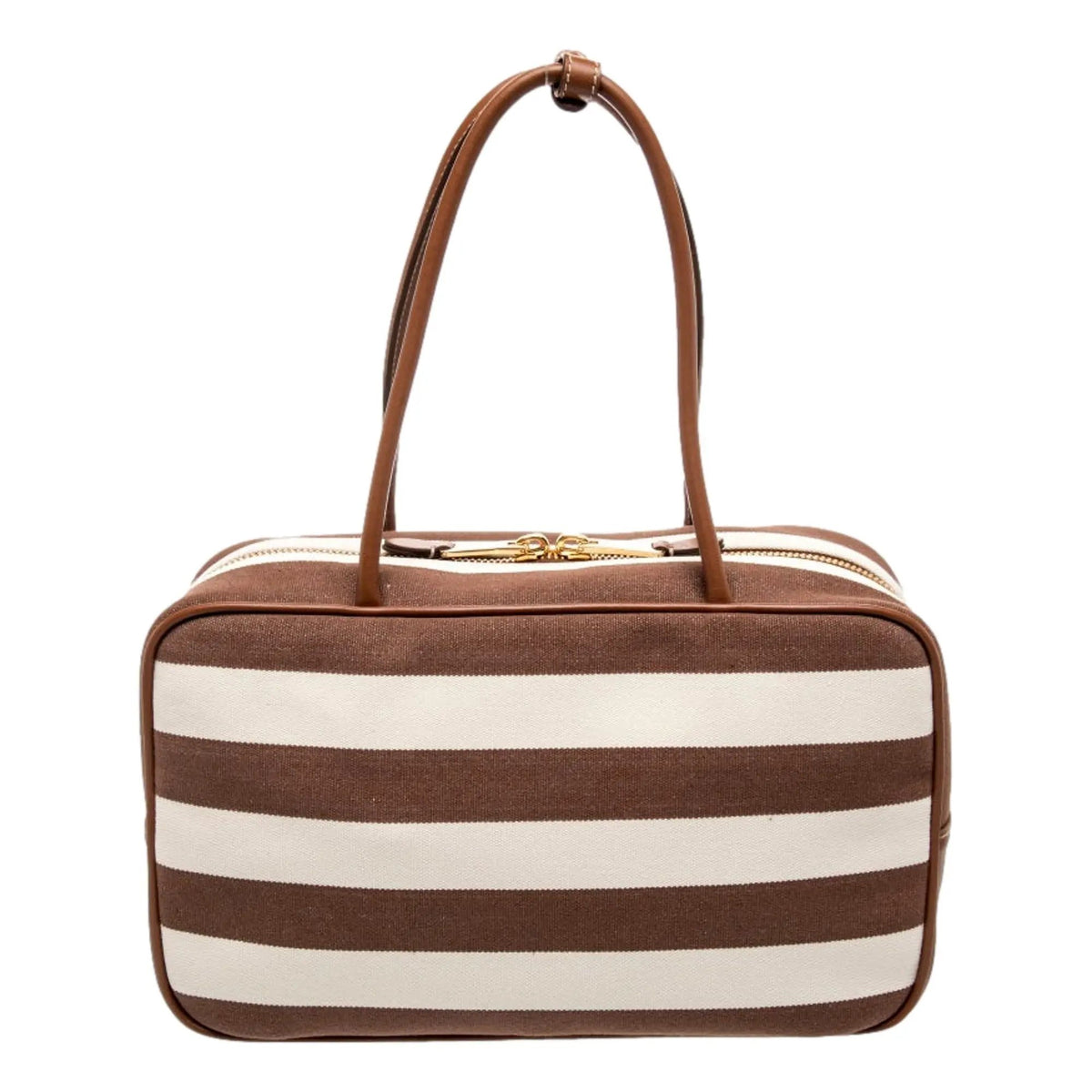 Luxury Miu Miu Brown White Striped Canvas Bag - Shop Now at Shop