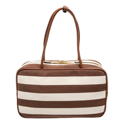 Luxury Miu Miu Brown White Striped Canvas Bag - Shop Now at Shop