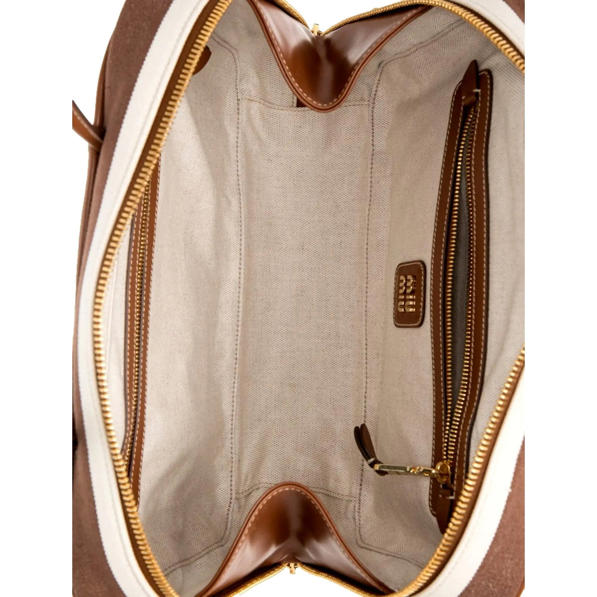 Luxury Miu Miu Brown White Striped Canvas Bag - Shop Now at Shop