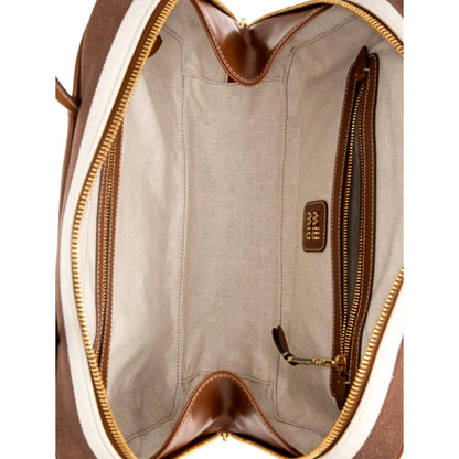 Luxury Miu Miu Brown White Striped Canvas Bag - Shop Now at Shop