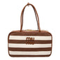 Luxury Miu Miu Brown White Striped Canvas Bag - Shop Now at Shop