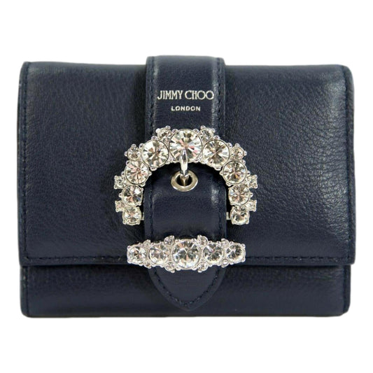 Luxury Trifold Wallet: Jimmy Choo Cheri Dark Blue Leather Wallet -   Shop Bags LLC 