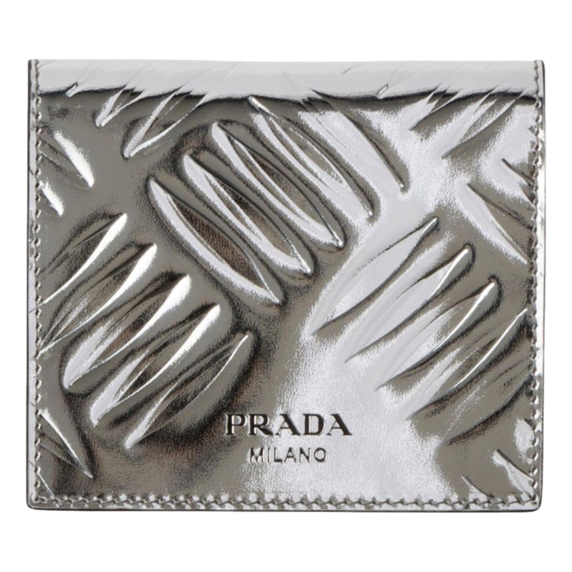 Silver Wallet: Luxurious Women's Prada Card Wallet - Shop Now